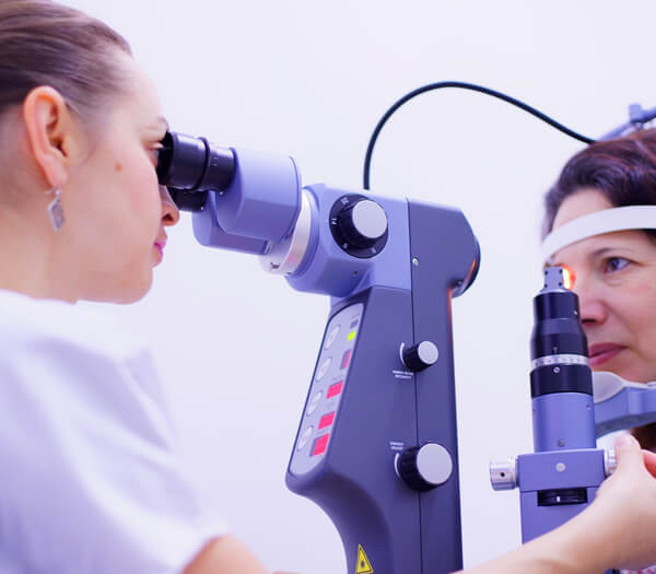 Ophthalmologist performing eye examination